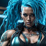 Blue Haired Cyberpunk Hyper Mass Monster Female Bo