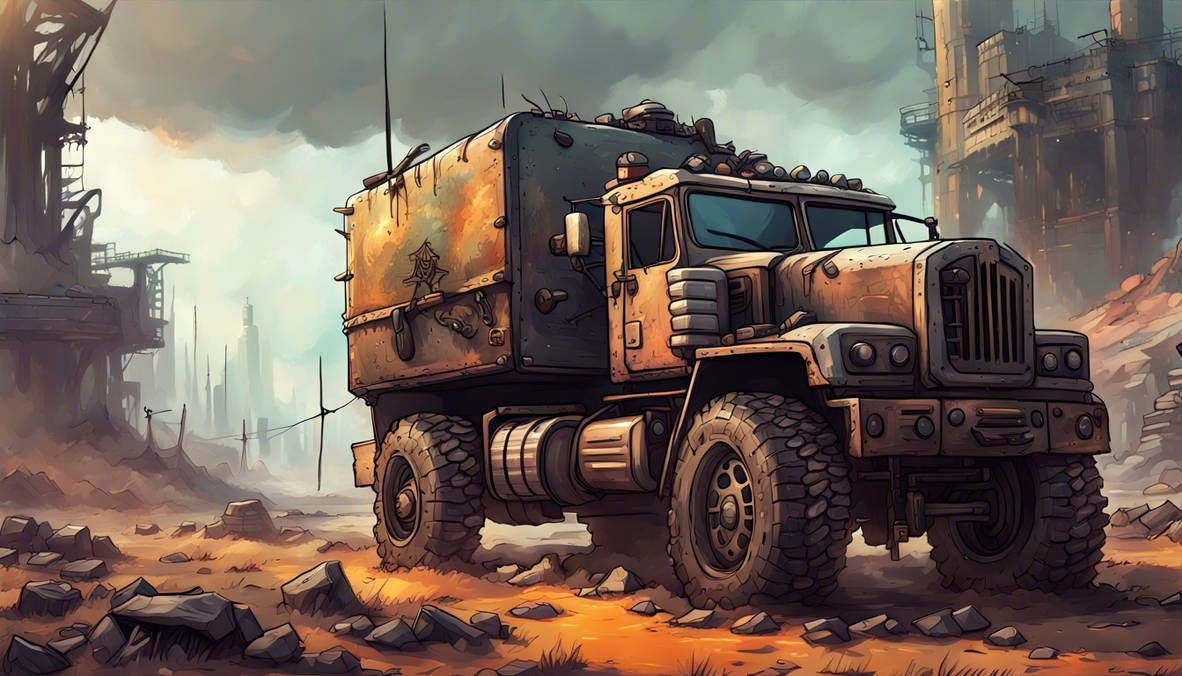 Postapocalyptic Armored Off Road Semi Truck