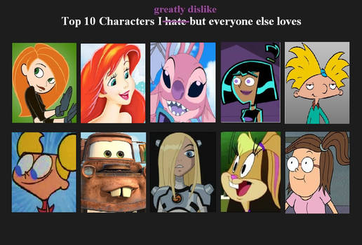 Top 10 Characters I Dislike But Everyone Loves