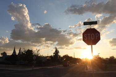 Stop Sign at Sunset