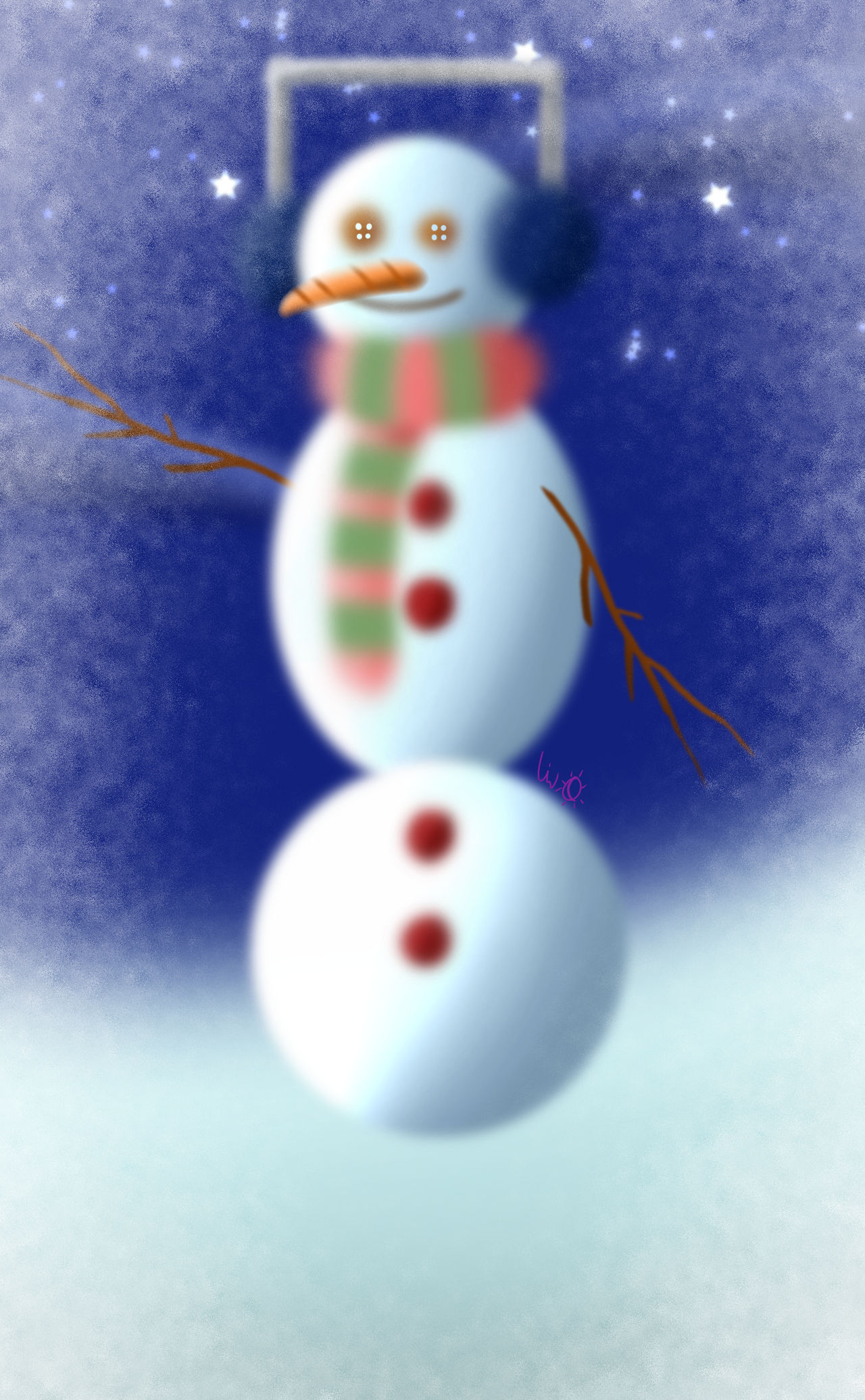 Joyful Snowman (airbrush painting)