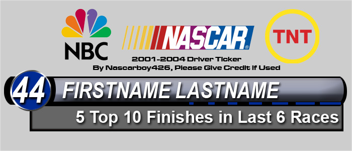 '01-'04 NBC/TNT NASCAR Driver Ticker (Recreation) by WinstonCup426 on