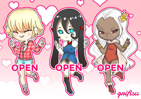 OPEN 3 chibi girl adoptables!!!