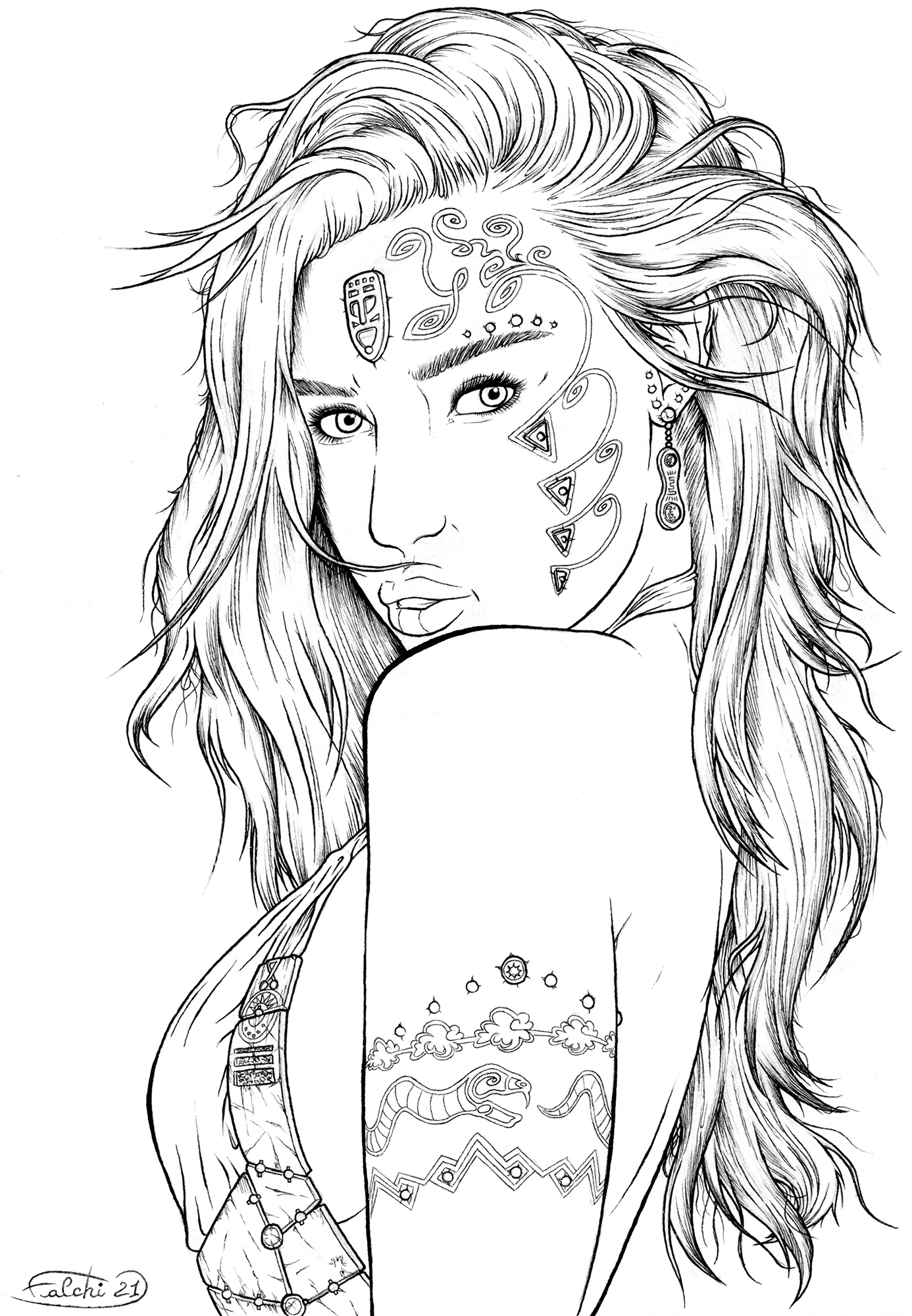 Exoti Ink Drawing Exotic Beauty - LineArt by Jeremy-FALCHI on DeviantArt