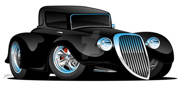 Black Hot Rod Coupe Cartoon