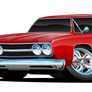 Red Hot Classic Muscle Car Coupe Cartoon