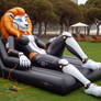 Inflatable lioness robot