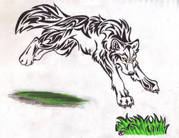 Leaping Wolf Tattoo