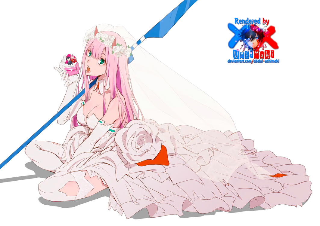 Zero Two Wedding Dress Strelizia Cake v2 Render by AbdulUchiMaki on