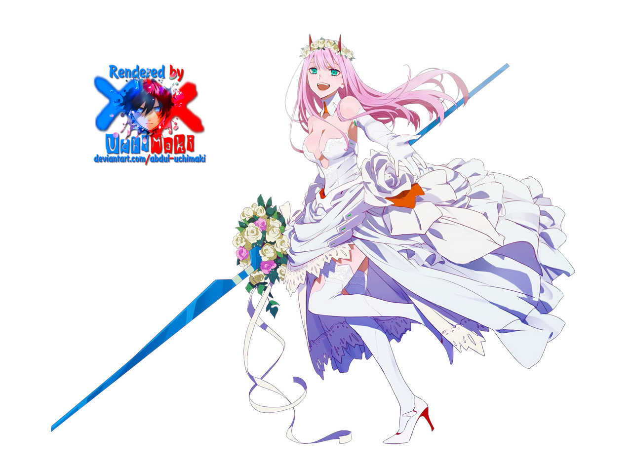 Zero Two Wedding Dress Strelizia Render v2 by AbdulUchiMaki on