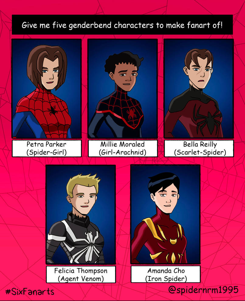 5 gender-bend characters fan art challenge! by nicholasnrm123 on DeviantArt