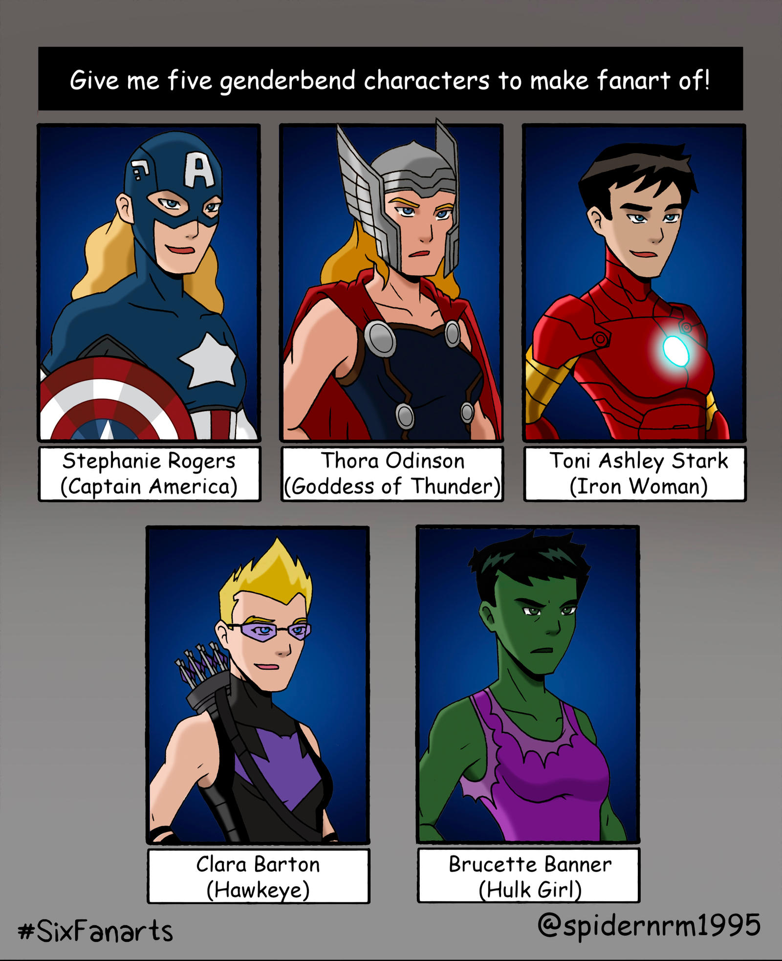 5 gender-bend characters fan art challenge part 2! by nicholasnrm123 on ...