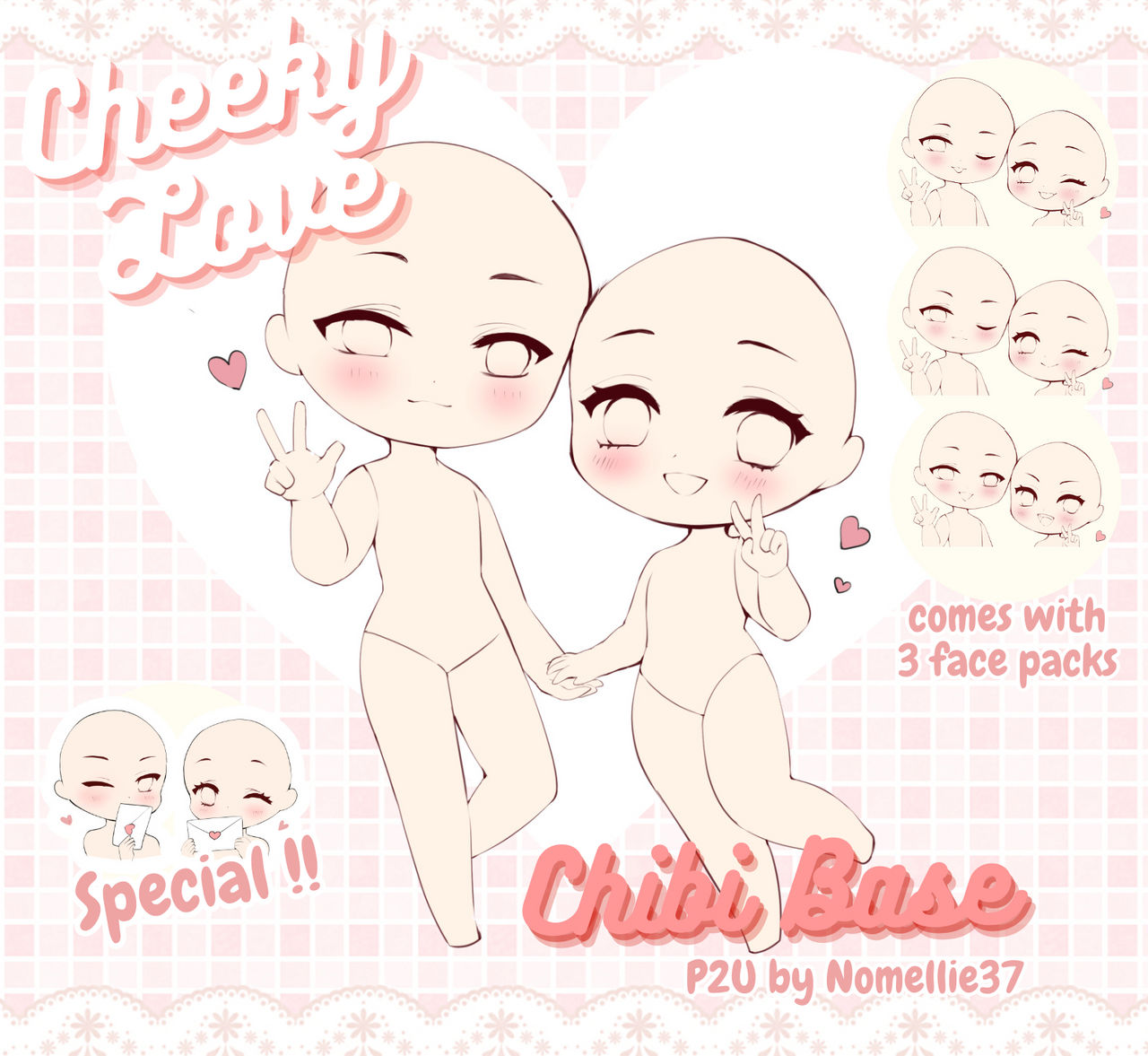 Couple Base Rivals P2U Chibi Bases : Cheeky Couple by Nomellie on DeviantArt