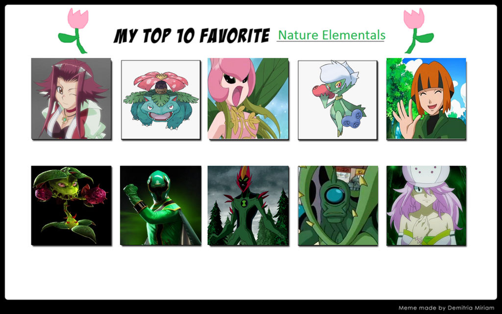 Top 10 Favorite Nature Element Users by rainbine94 on DeviantArt
