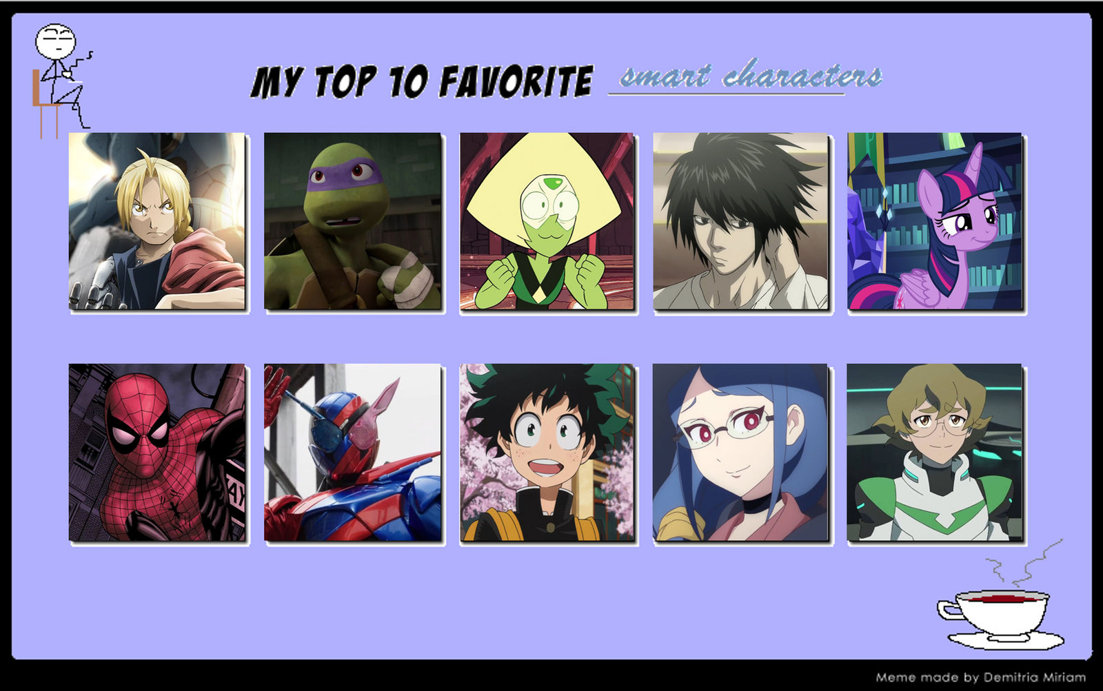 Top 10 Favorite Smart Characters by rainbine94 on DeviantArt