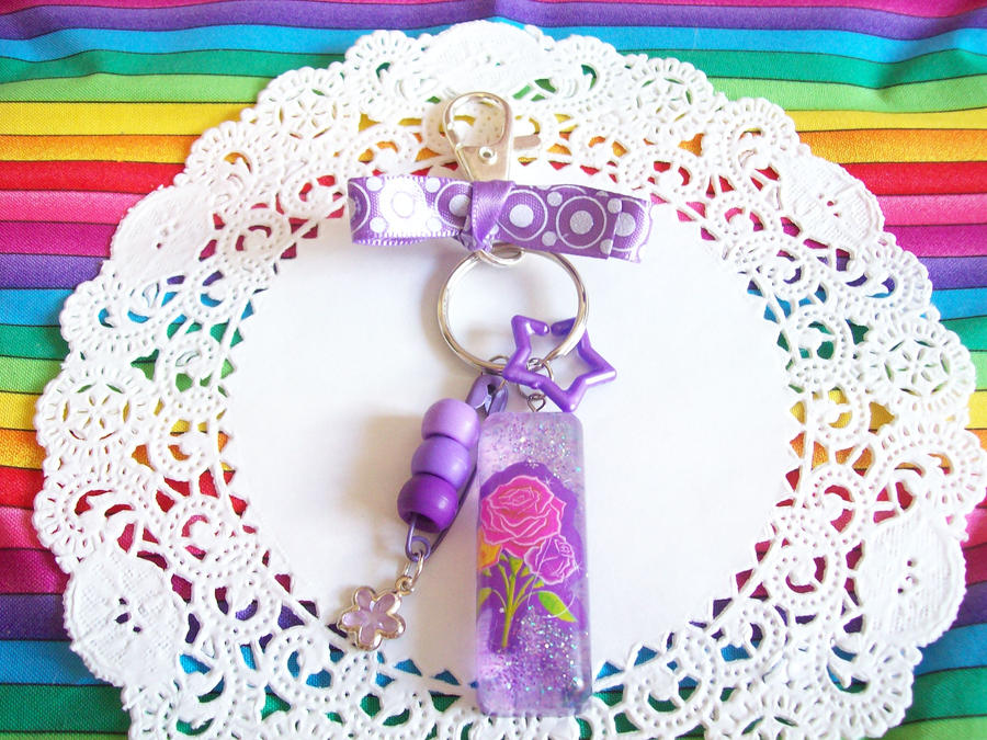 Purple Roses Key Chain