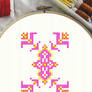 Purple Floral Embroidery Cross Stitch Pattern
