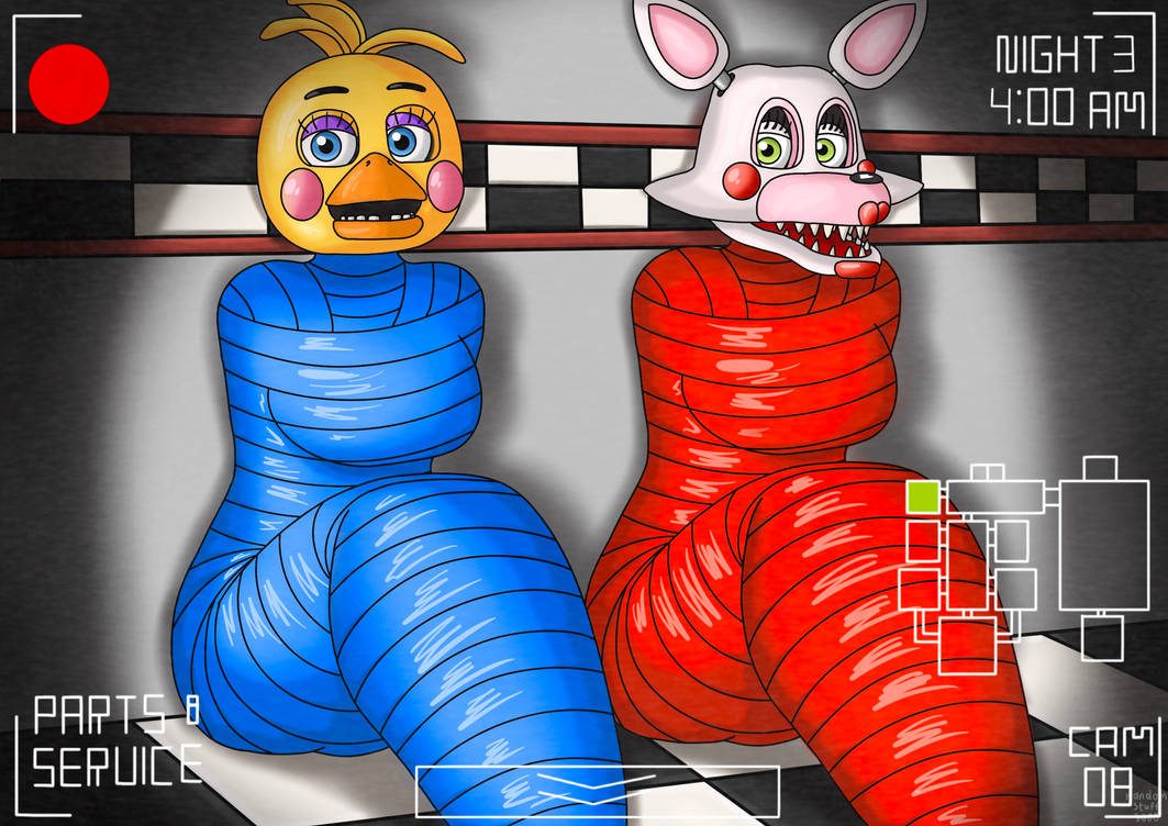 Deviantart Request From Randomstuff3000 Toy Chica and Mangle in a tight situation by randomstuff3000 on DeviantArt