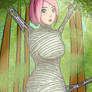 Sakura cocooned in the forest
