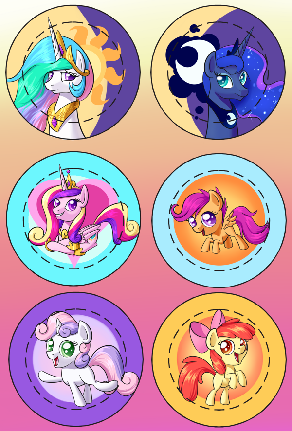 BronyCon 2013 Buttons: Princesses and CMC!