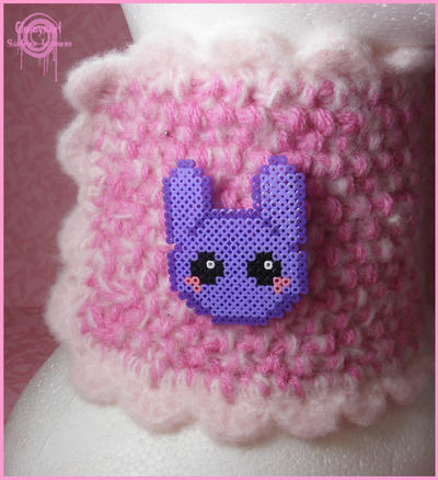 Purple bunny pixel brooch