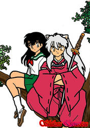 Kagome and Inu Yasha in a tree