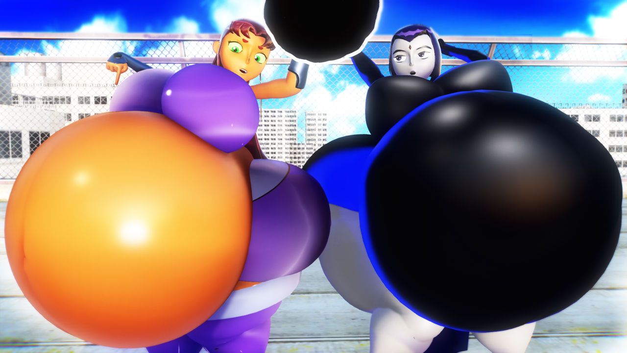 Starfire Over Inflation Raven and Starfire HG belly expansion *release by imbapovi on DeviantArt