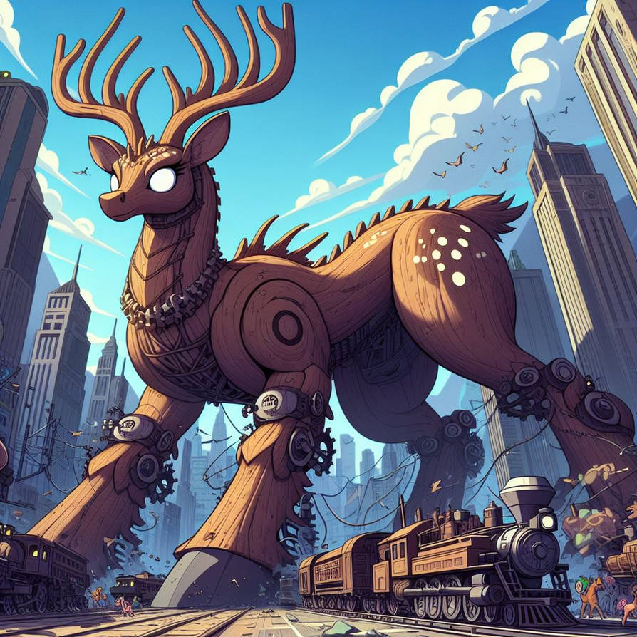 Giant mlp timberdeer (mecha) rampage by giantfox on DeviantArt