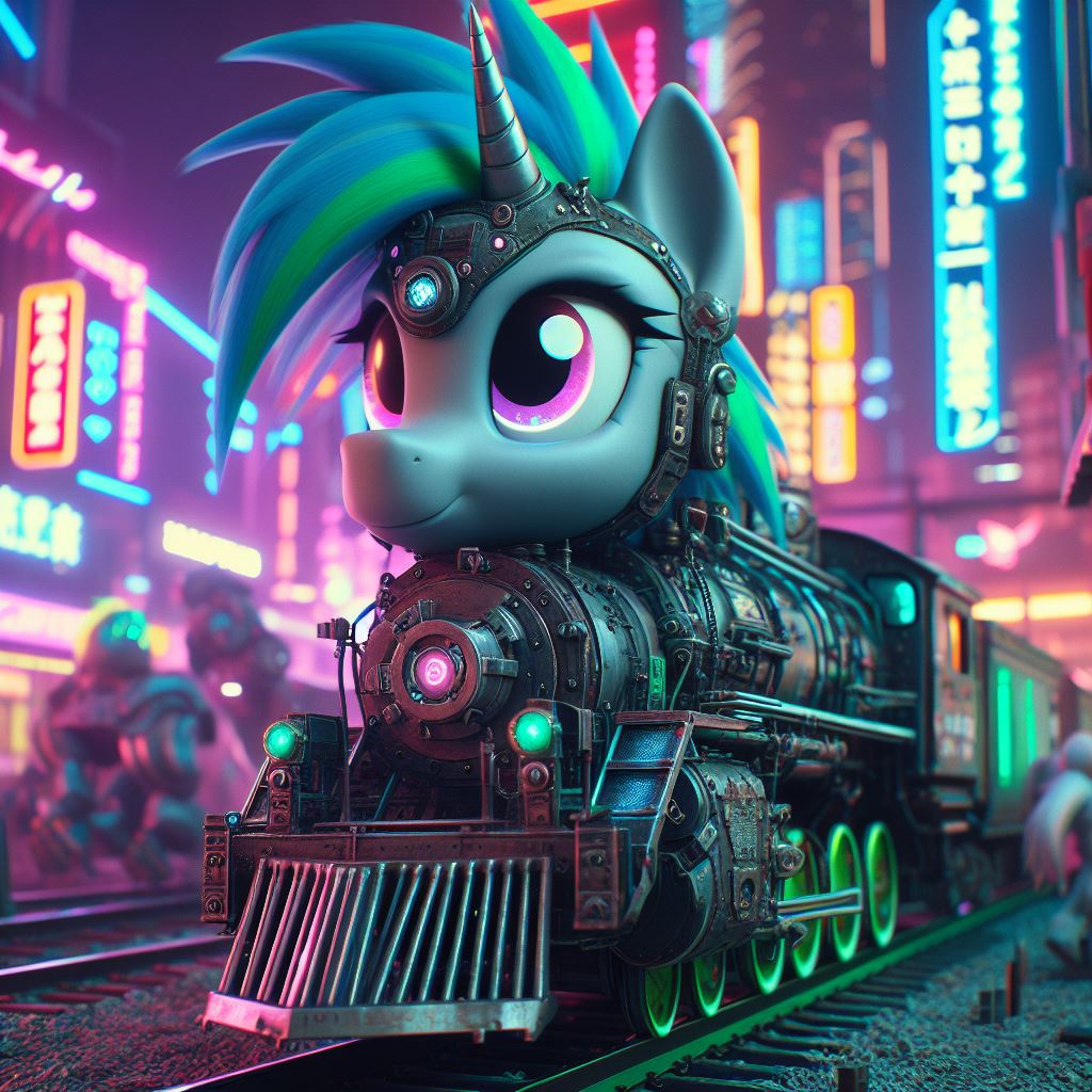 Mlp Train Engineer Cyberpunk locomotive pony 1 by giantfox on DeviantArt