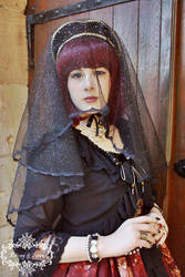 Ebony and Ivory french hood with veil