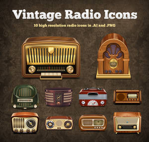 Vintage Radio Vector Icons