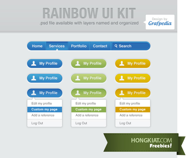 Rainbow UI Kit (PSD) by hongkiat on DeviantArt