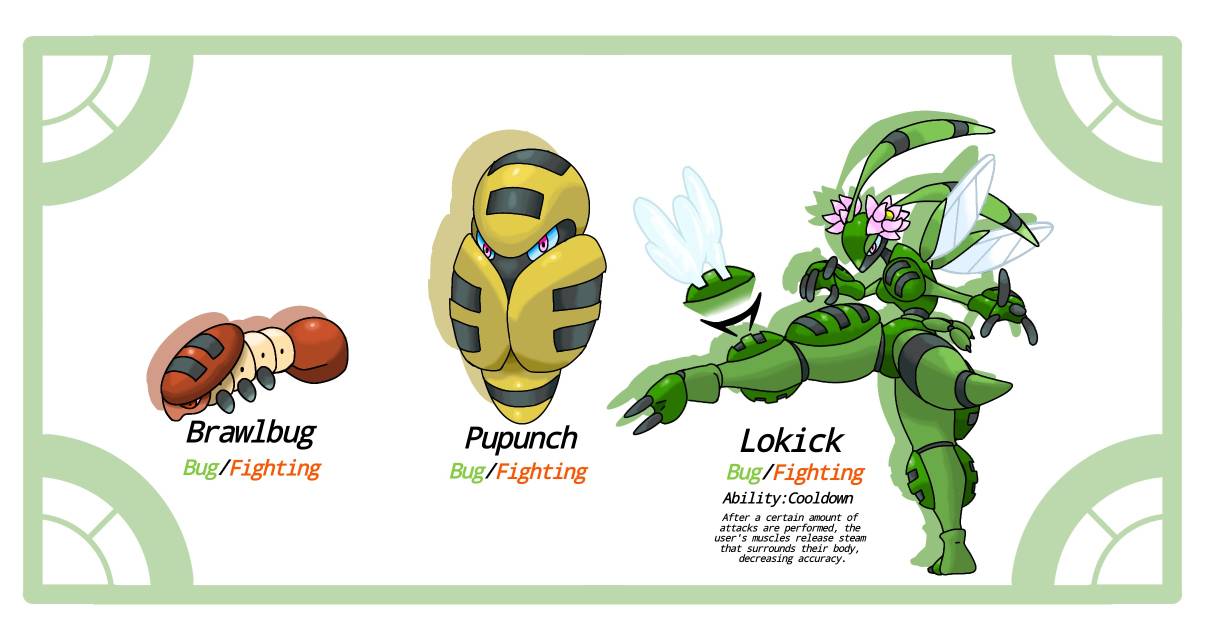Brawlbug Fakemon Line by inkdotexe on DeviantArt