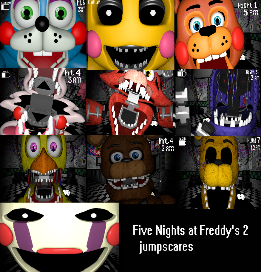 FNaF 1 in FNaF 2: All Jumpscares! +Download! (FNaF 2 Mods) 