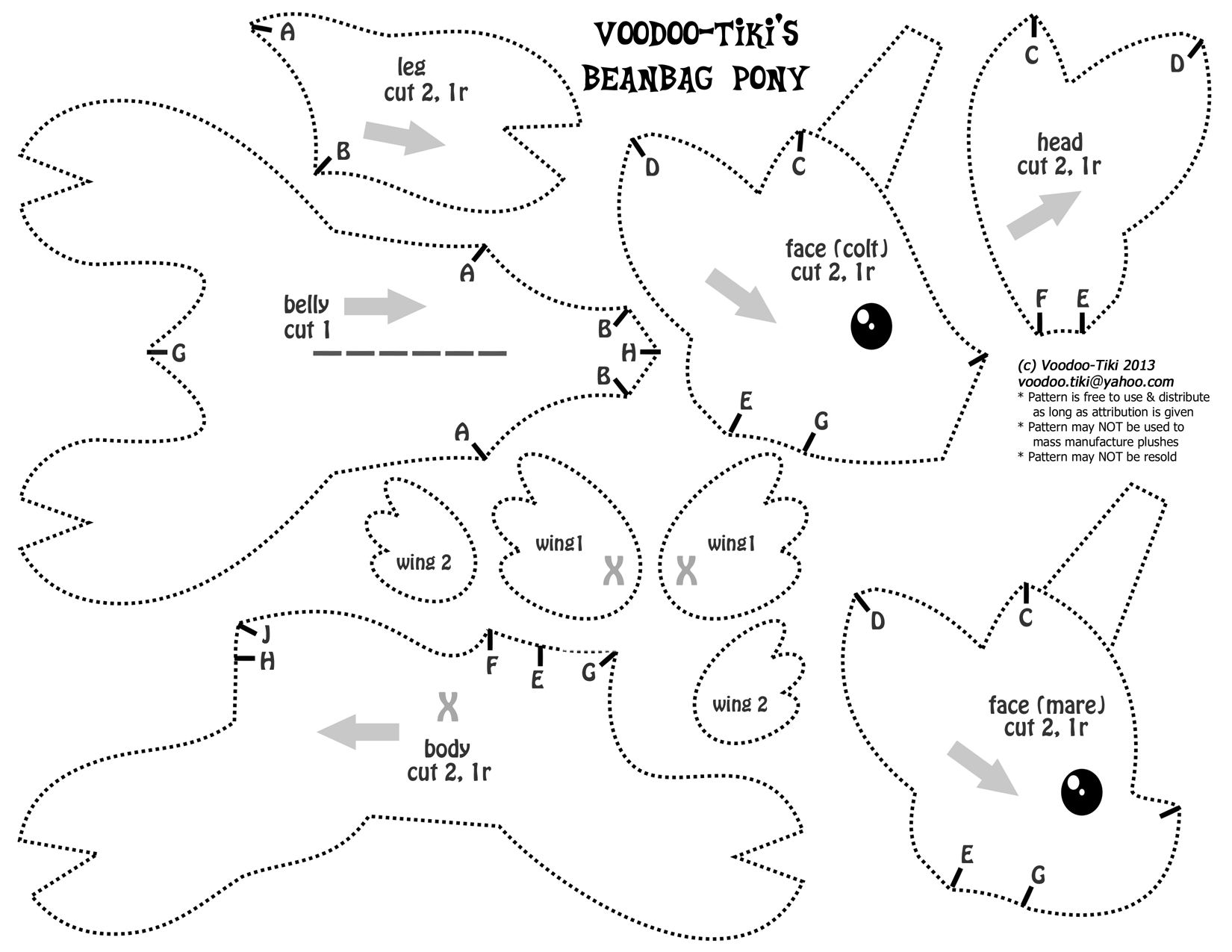 Voodoo-Tiki's Beanbag Pony Plush Pattern