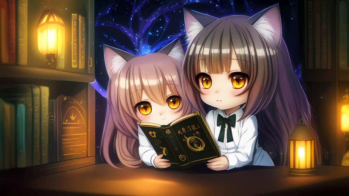 Chibi Library The Chibi Cat Girls And The Library of Magic by DragonAshe on DeviantArt