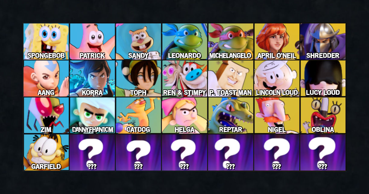 Nickeloden All-Star Brawl Full Roster (Updated :D) by BraydenTheWatcher ...