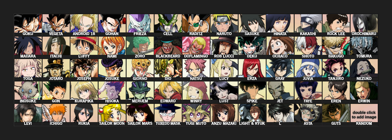 World of Warriors (my Anime Fighting Game Roster!) by BraydenTheWatcher on  DeviantArt