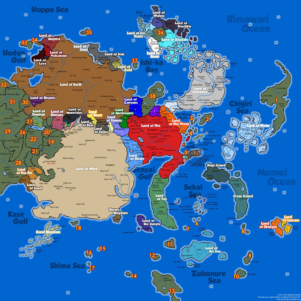 Central Ninja Continent Map by Gou