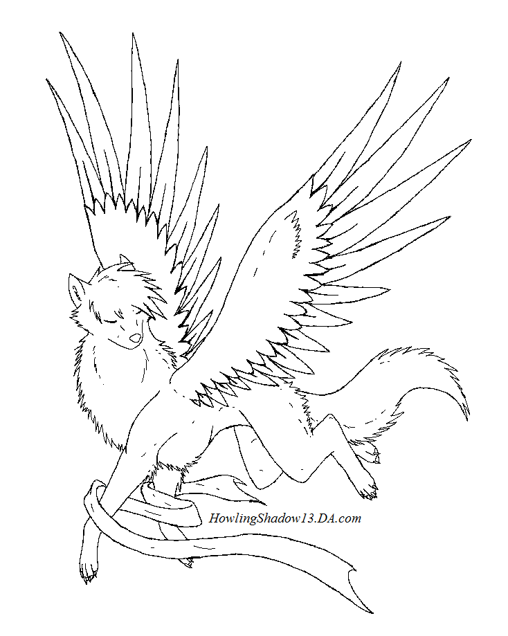 + Winged Wolf Lineart + by HowlingShadow13 on DeviantArt