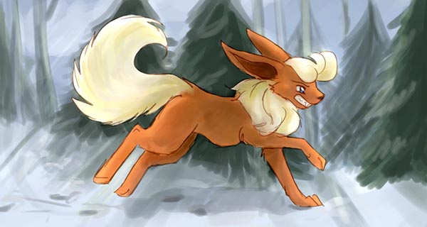 Flareon in the SNOW - oh yeah