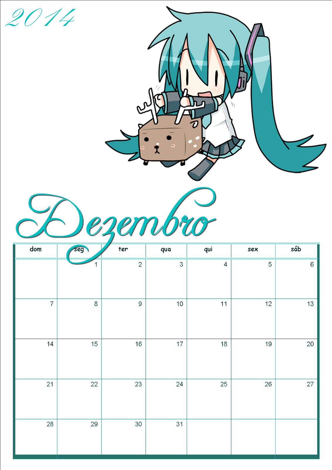 Calendário de anime!  Anime, Dezembro, Calendário
