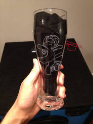 Rarity pose on a beer glass