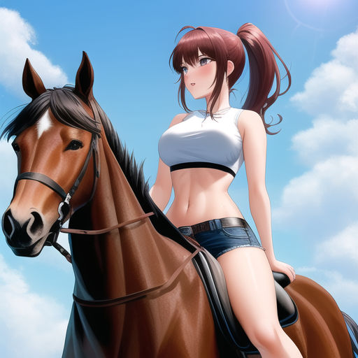 Anime Girl AiGenerated Riding Horse by Vevemx on DeviantArt