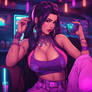 A sexy girl with big boobs and wearing earrings an
