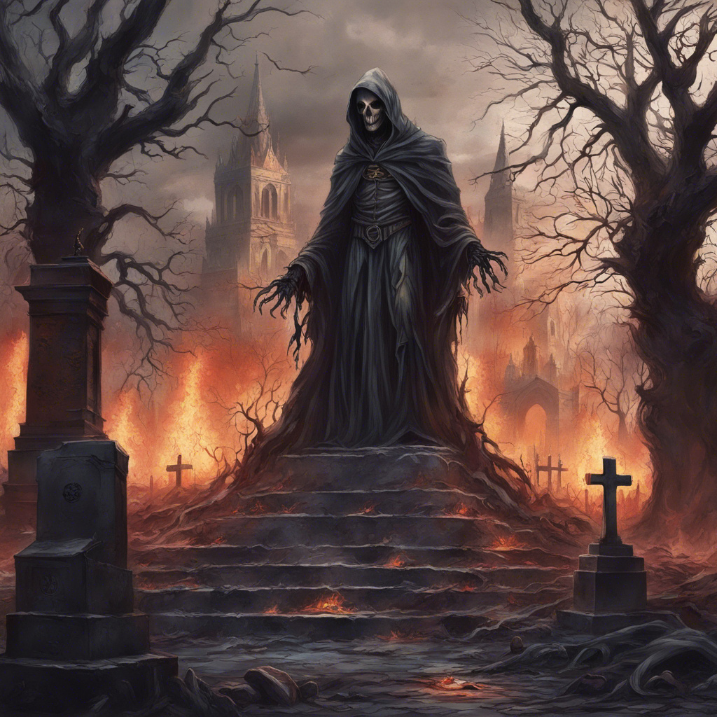 A burning tree stands, flames eternal