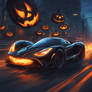 A black hypercar blazes down a neon-lit highway, f