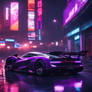 Slick black hypercar in the rain and doing a burno