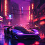 Two slick black hyper car driving at full speed at
