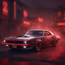 A hyper-realistic, A cursed muscle car wrapped in